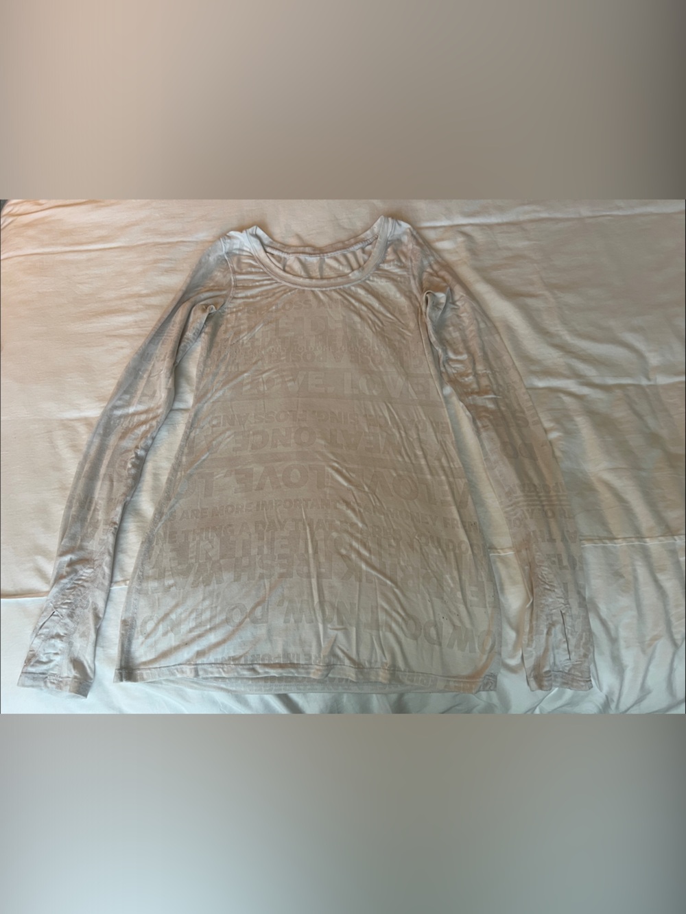 White Lululemon Graphic Long Sleeve Tee